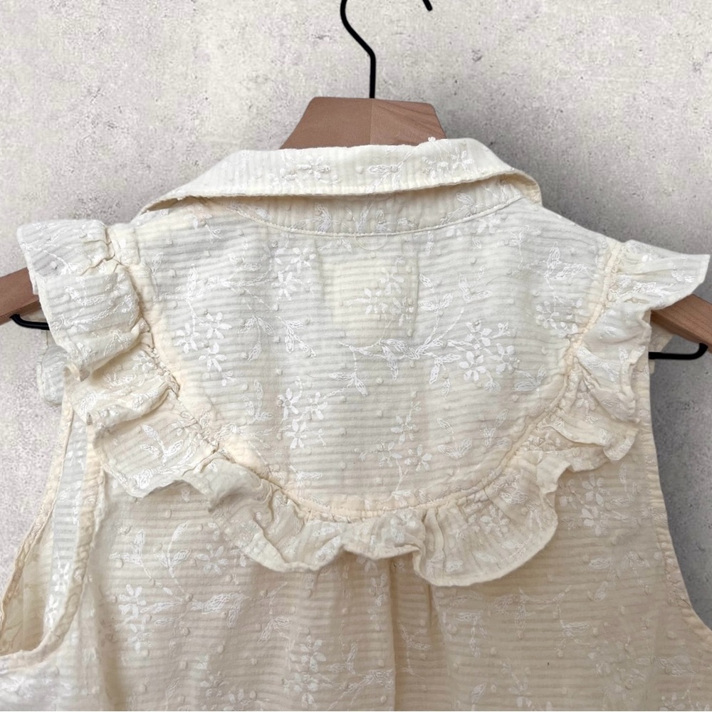 Anthropologie Maeve Windflower Ruffle Sleeveless Ivory Button Blouse Size 6 - Picture 8 of 10